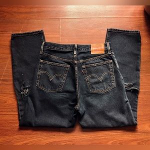 Levi’s Distressed Cropped Dark Wash 501s